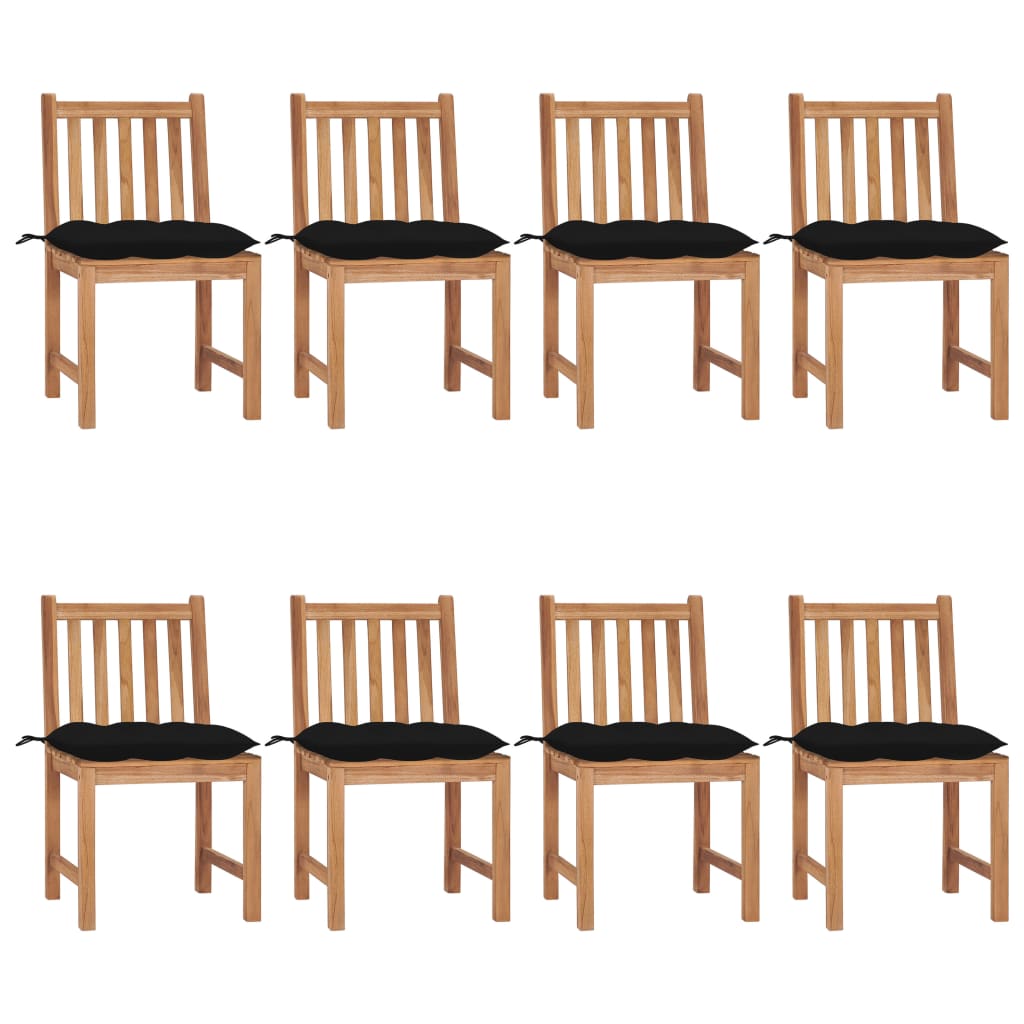 Tuinstoelen 8 st met kussens massief teakhout is nu te koop bij PeponiXL, paradijselijk wonen!