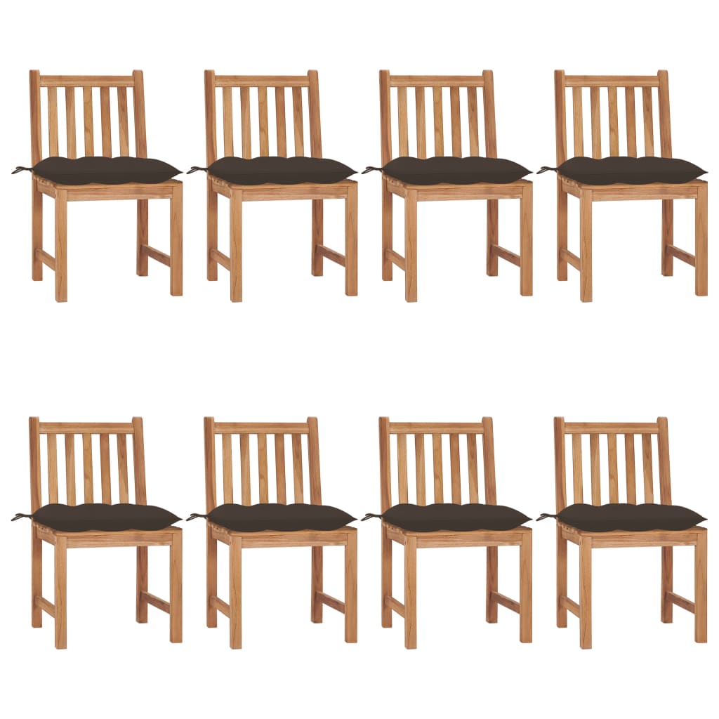 Tuinstoelen 8 st met kussens massief teakhout is nu te koop bij PeponiXL, paradijselijk wonen!