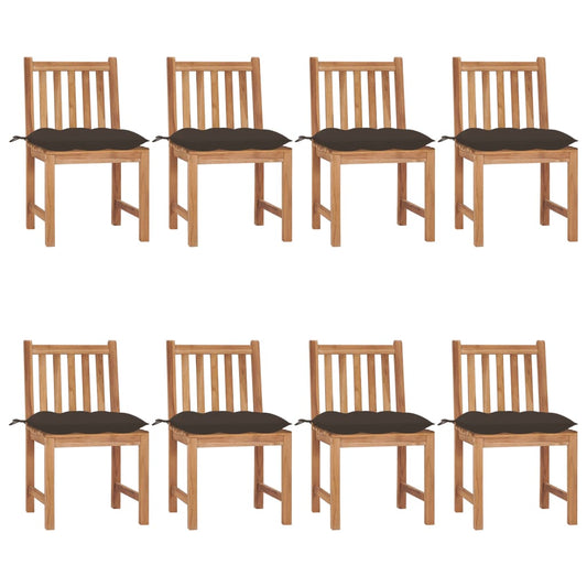 Tuinstoelen 8 st met kussens massief teakhout is nu te koop bij PeponiXL, paradijselijk wonen!