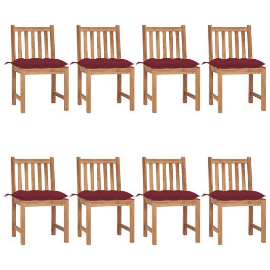 Tuinstoelen 8 st met kussens massief teakhout is nu te koop bij PeponiXL, paradijselijk wonen!