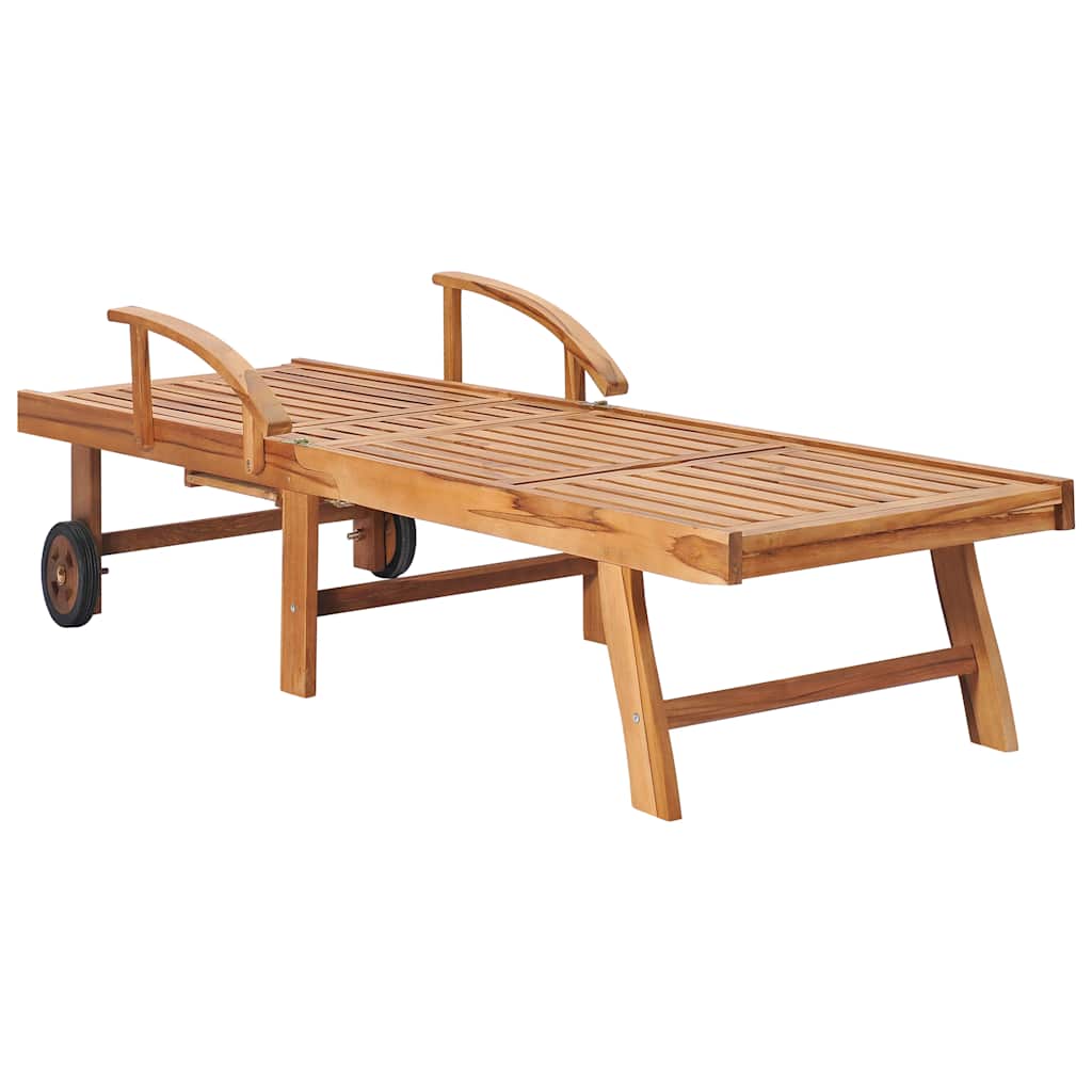 Ligbedden 2 st met tafel en kussens massief teakhout is nu te koop bij PeponiXL, paradijselijk wonen!