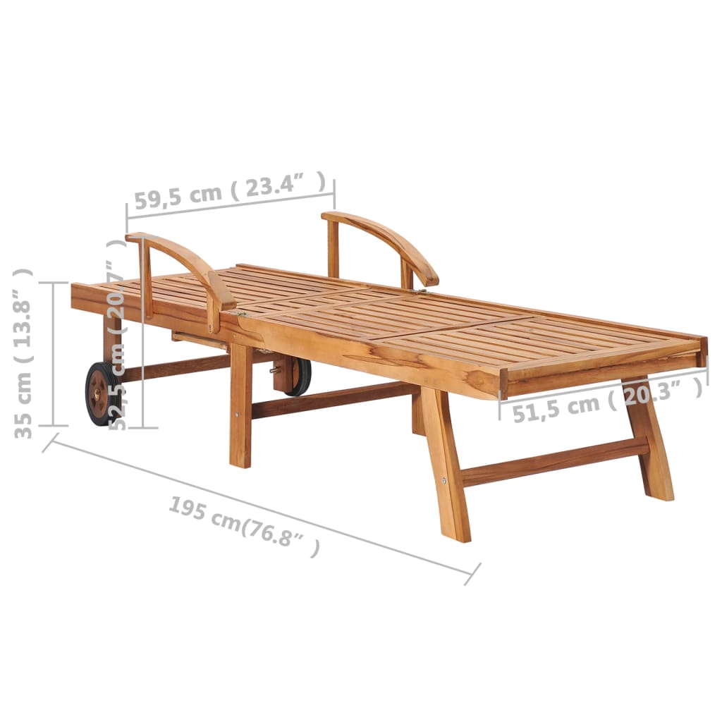 Ligbedden 2 st met tafel en kussens massief teakhout is nu te koop bij PeponiXL, paradijselijk wonen!