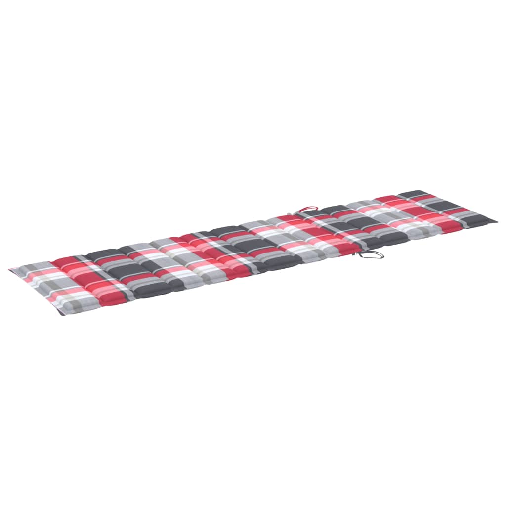 Ligbedden 2 st met rood geruite kussens massief teakhout is nu te koop bij PeponiXL, paradijselijk wonen!