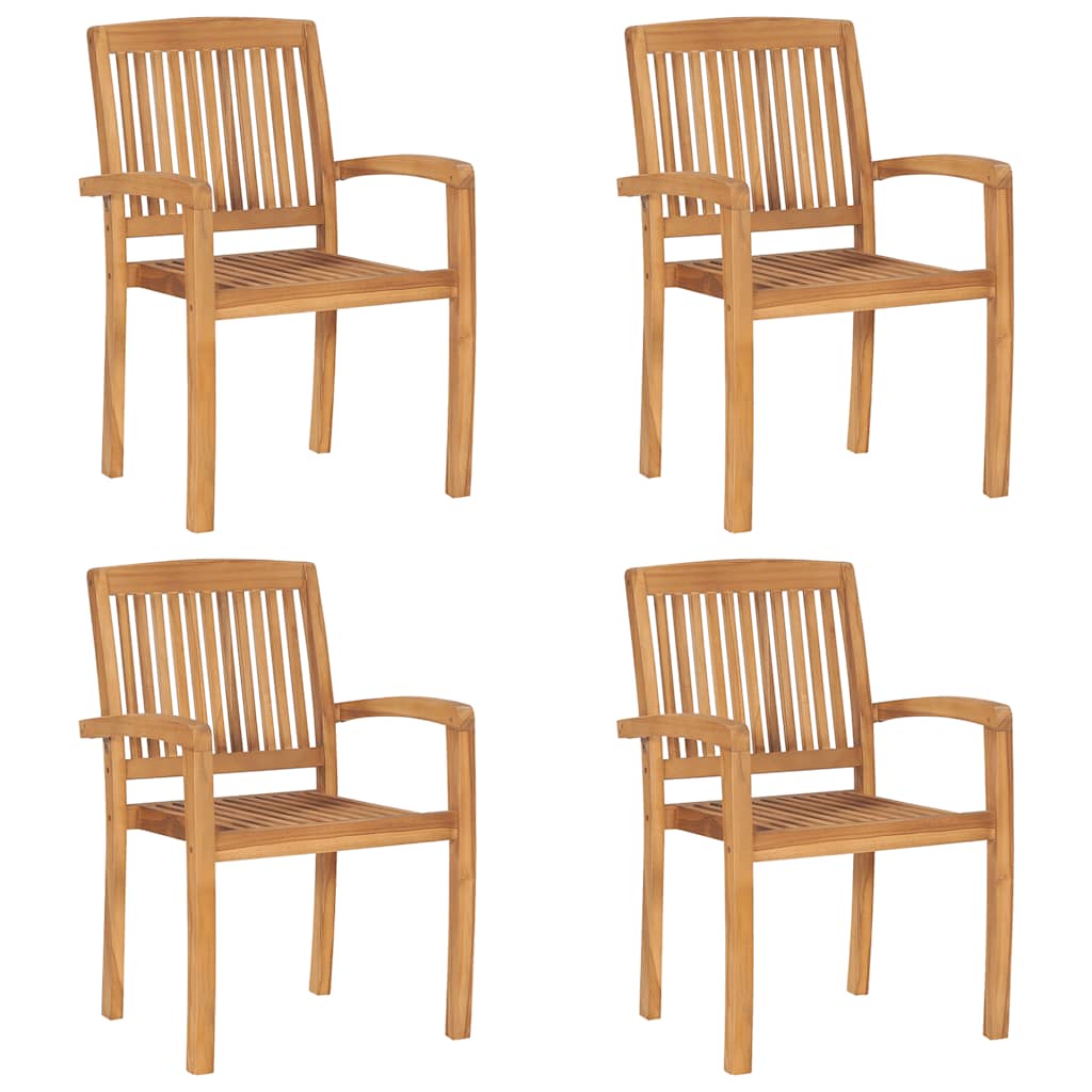 Tuinstoelen stapelbaar 4 st met kussens massief teakhout is nu te koop bij PeponiXL, paradijselijk wonen!