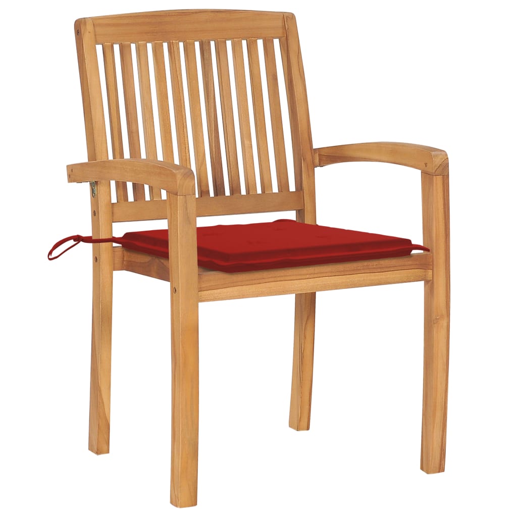 Tuinstoelen stapelbaar 6 st met kussens massief teakhout is nu te koop bij PeponiXL, paradijselijk wonen!