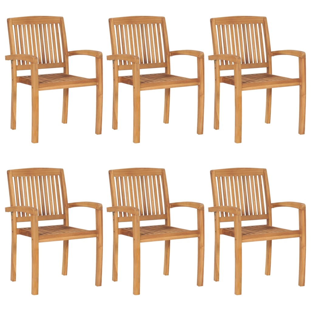 Tuinstoelen stapelbaar 6 st met kussens massief teakhout is nu te koop bij PeponiXL, paradijselijk wonen!