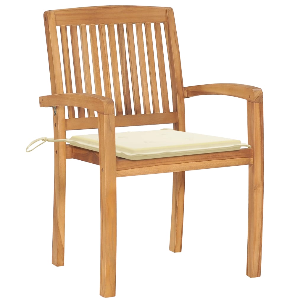 Tuinstoelen stapelbaar 8 st met kussens massief teakhout is nu te koop bij PeponiXL, paradijselijk wonen!