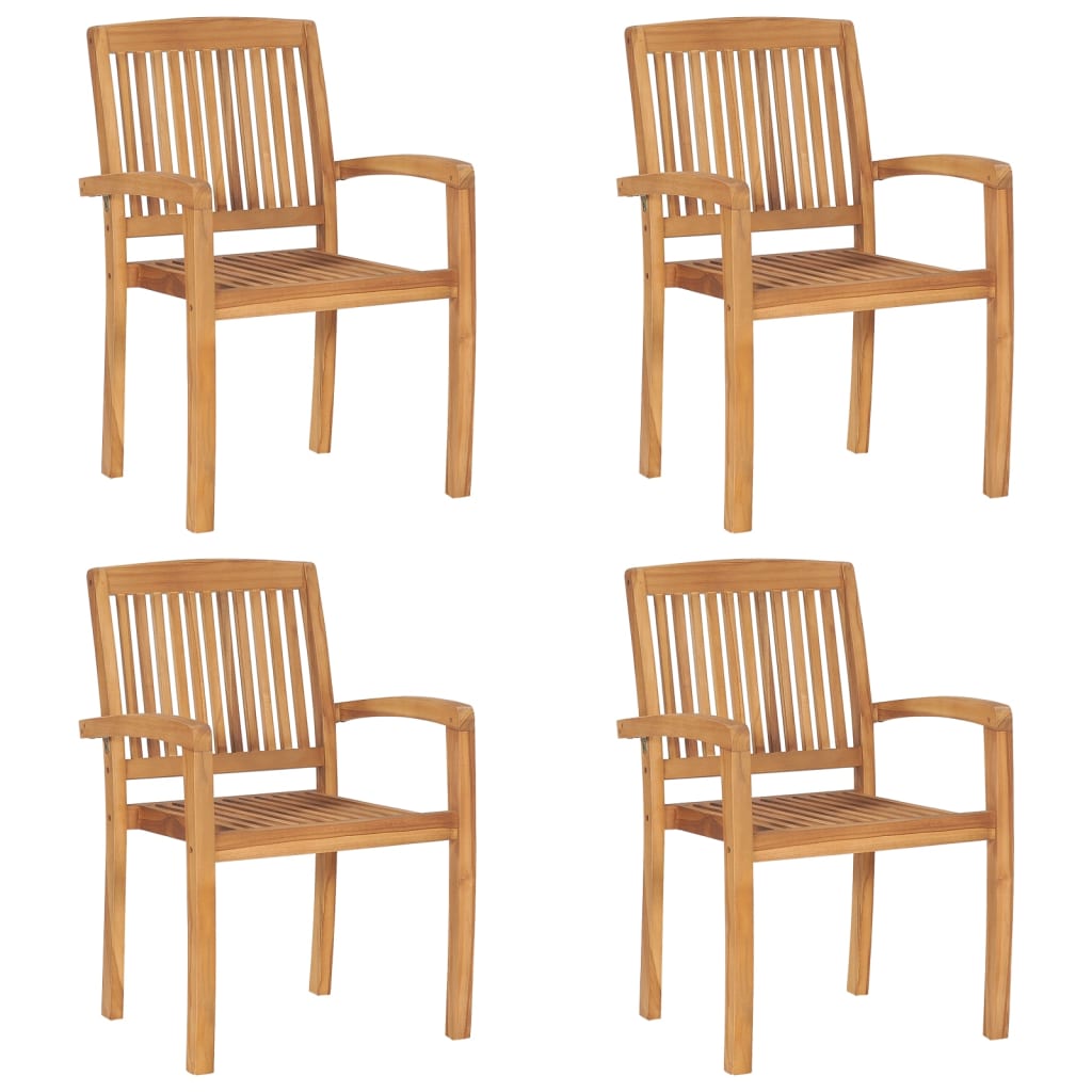 Tuinstoelen stapelbaar 4 st met kussens massief teakhout is nu te koop bij PeponiXL, paradijselijk wonen!