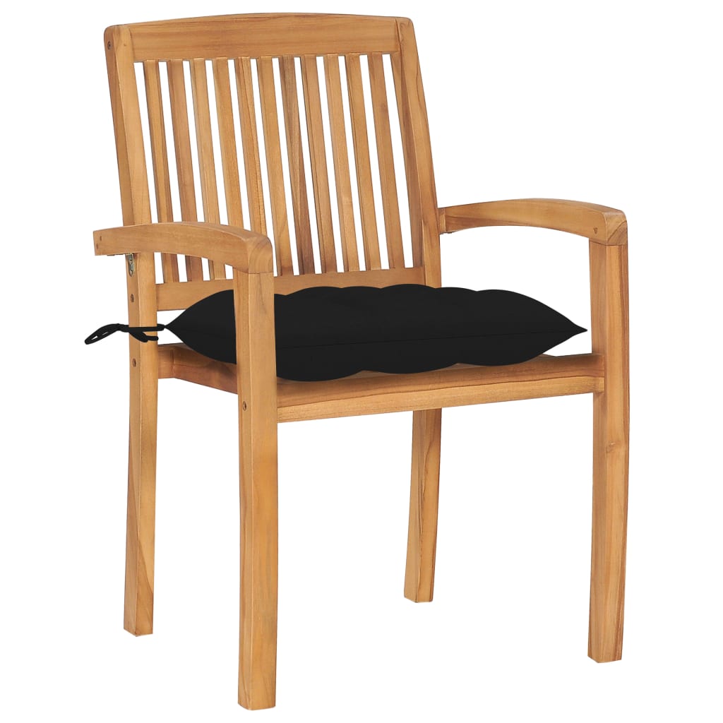 Tuinstoelen stapelbaar 4 st met kussens massief teakhout is nu te koop bij PeponiXL, paradijselijk wonen!