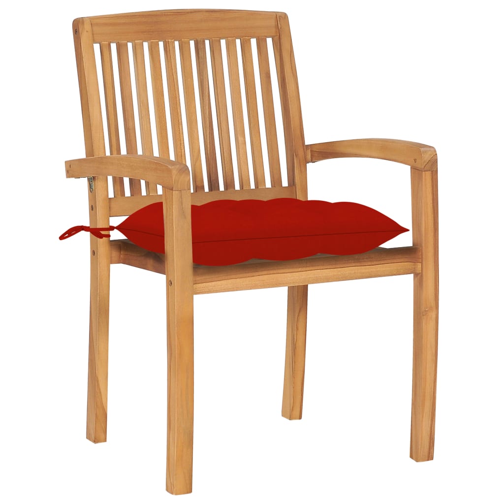 Tuinstoelen stapelbaar 6 st met kussens massief teakhout is nu te koop bij PeponiXL, paradijselijk wonen!