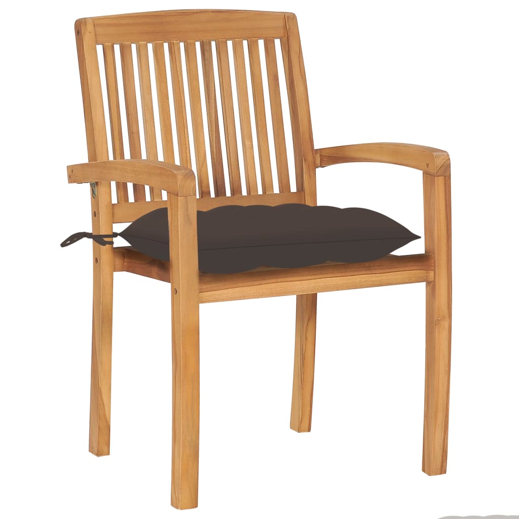 Tuinstoelen stapelbaar 6 st met kussens massief teakhout is nu te koop bij PeponiXL, paradijselijk wonen!