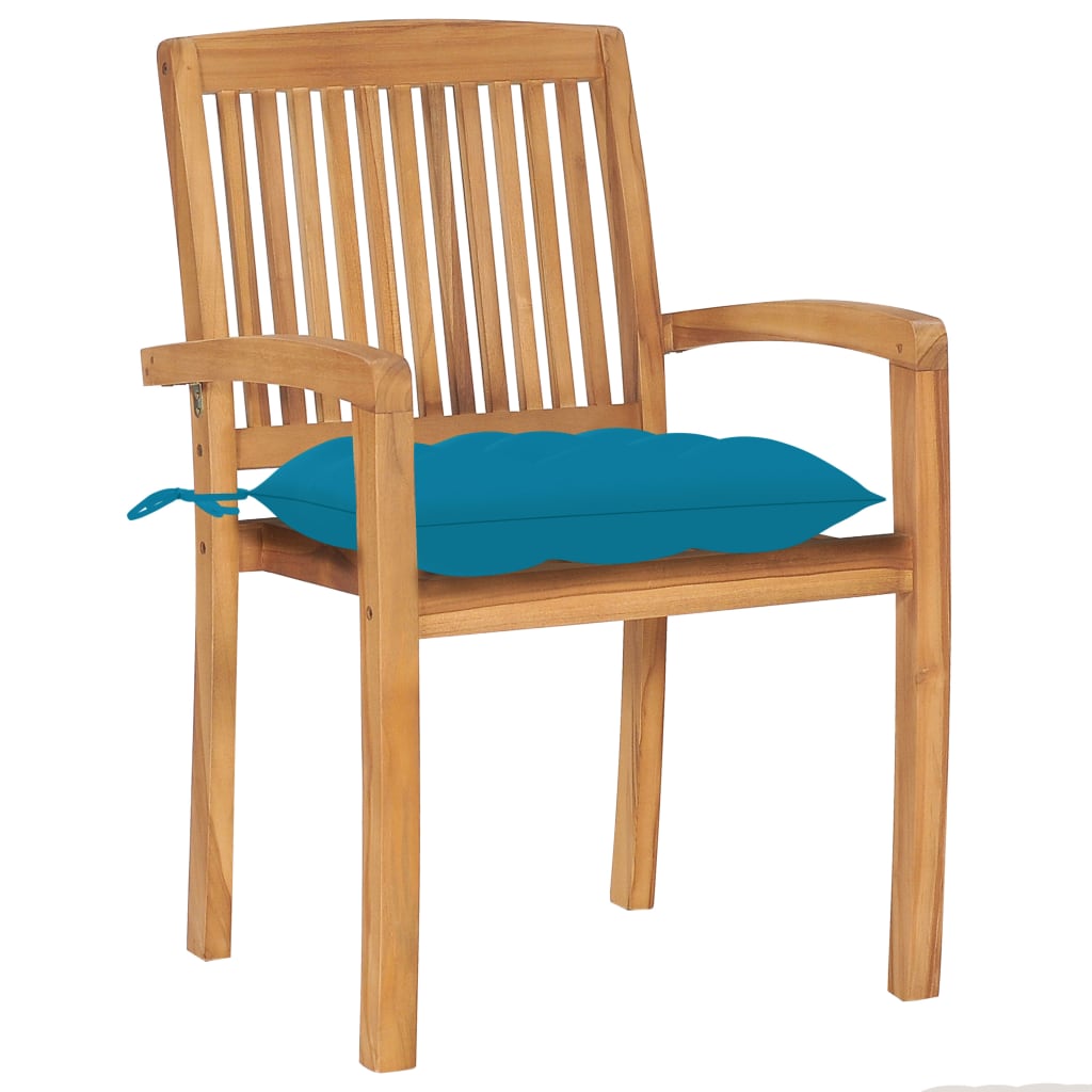 Tuinstoelen stapelbaar 8 st met kussens massief teakhout is nu te koop bij PeponiXL, paradijselijk wonen!
