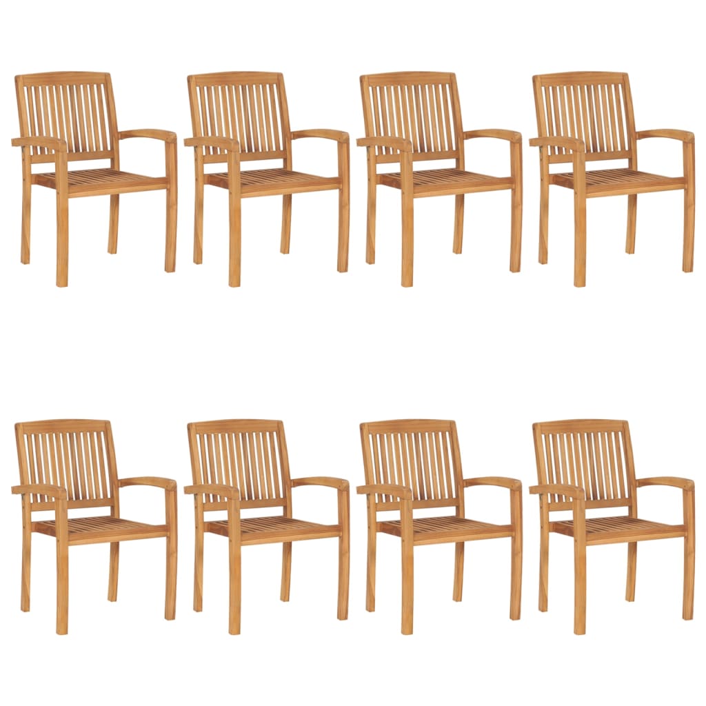 Tuinstoelen stapelbaar 8 st met kussens massief teakhout is nu te koop bij PeponiXL, paradijselijk wonen!