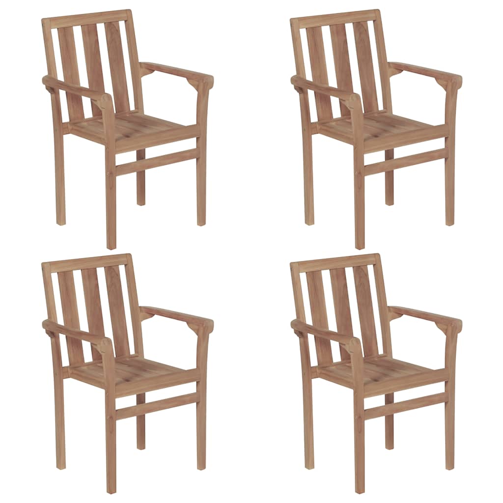 Tuinstoelen stapelbaar 4 st met kussens massief teakhout is nu te koop bij PeponiXL, paradijselijk wonen!
