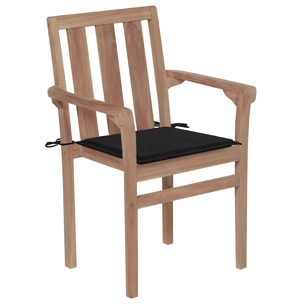 Tuinstoelen stapelbaar 4 st met kussens massief teakhout is nu te koop bij PeponiXL, paradijselijk wonen!