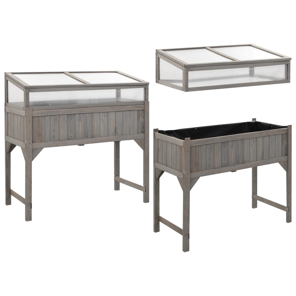 Plantenbak verhoogd met kas 110x54x120 cm massief vurenhout is nu te koop bij PeponiXL, paradijselijk wonen!