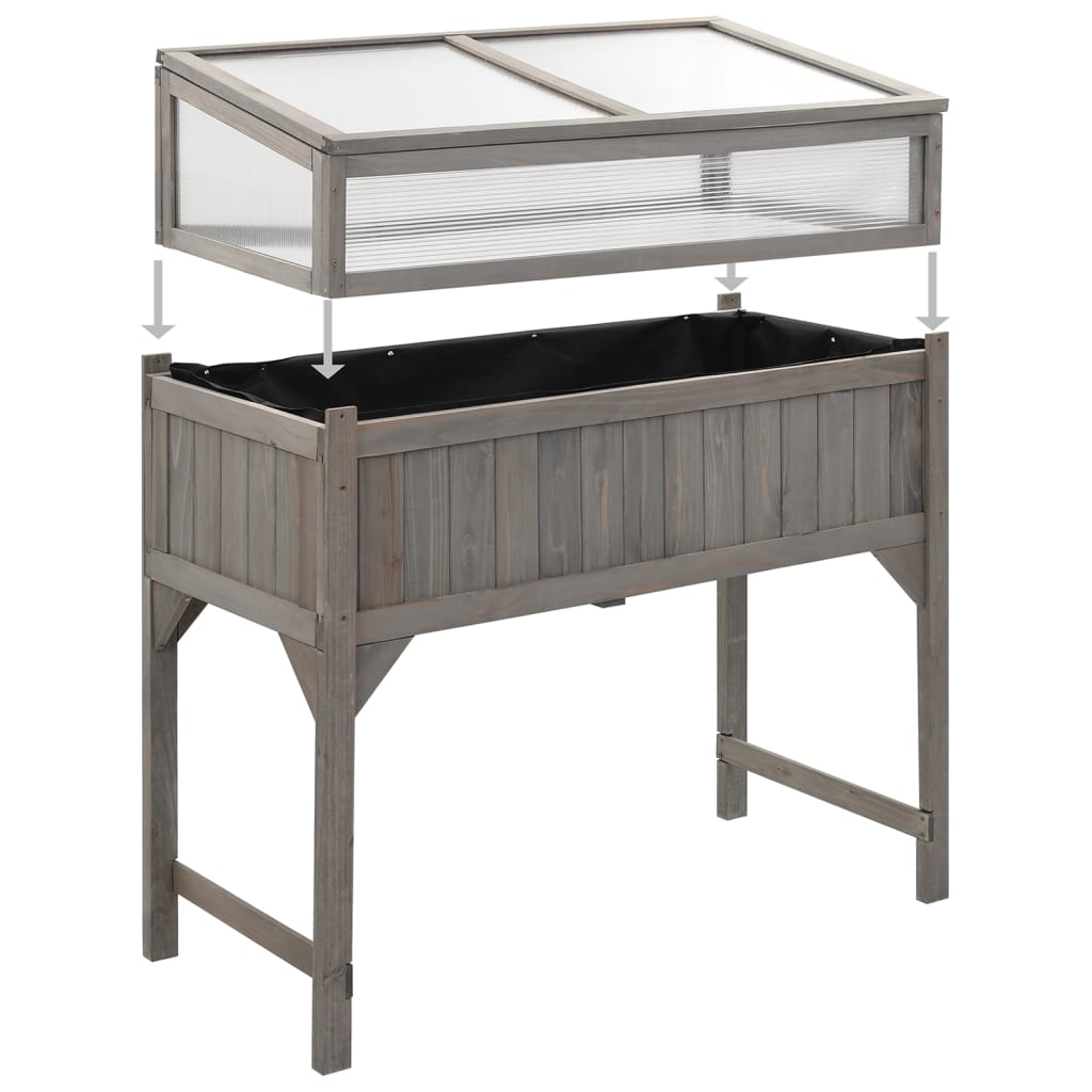 Plantenbak verhoogd met kas 110x54x120 cm massief vurenhout is nu te koop bij PeponiXL, paradijselijk wonen!