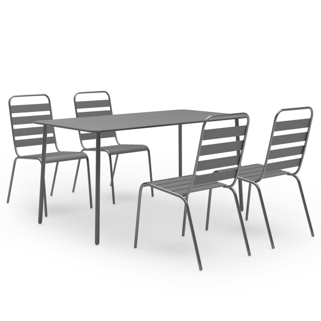 5-delige Tuinset staal donkergrijs is nu te koop bij PeponiXL, paradijselijk wonen!