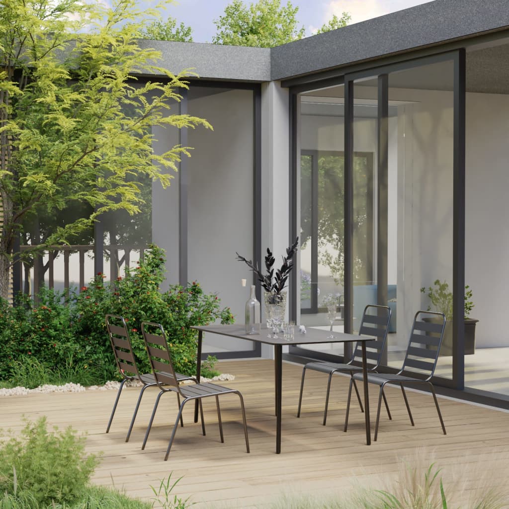 5-delige Tuinset staal donkergrijs is nu te koop bij PeponiXL, paradijselijk wonen!