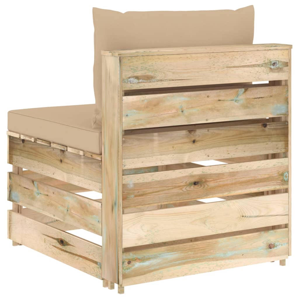 Middenbank sectioneel met kussens groen geïmpregneerd hout is nu te koop bij PeponiXL, paradijselijk wonen!