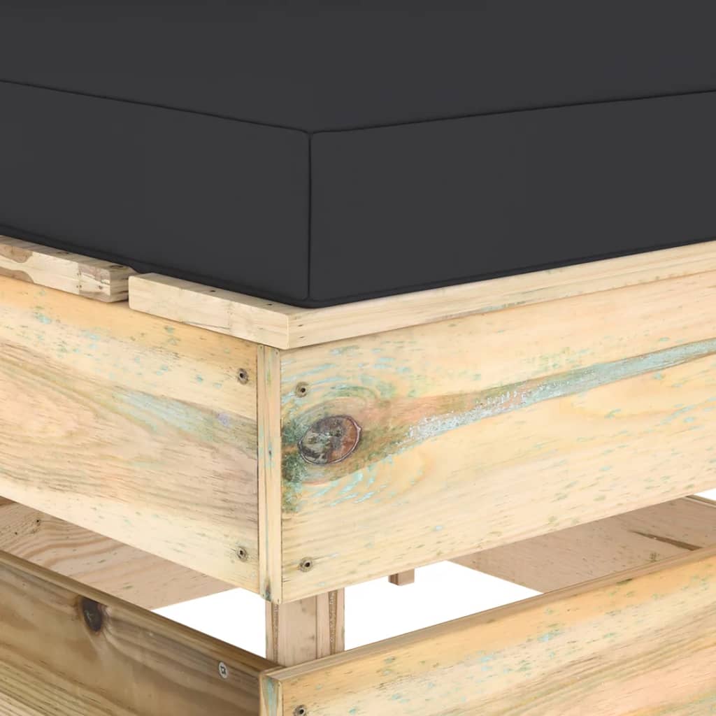 Middenbank sectioneel met kussens groen geïmpregneerd hout is nu te koop bij PeponiXL, paradijselijk wonen!