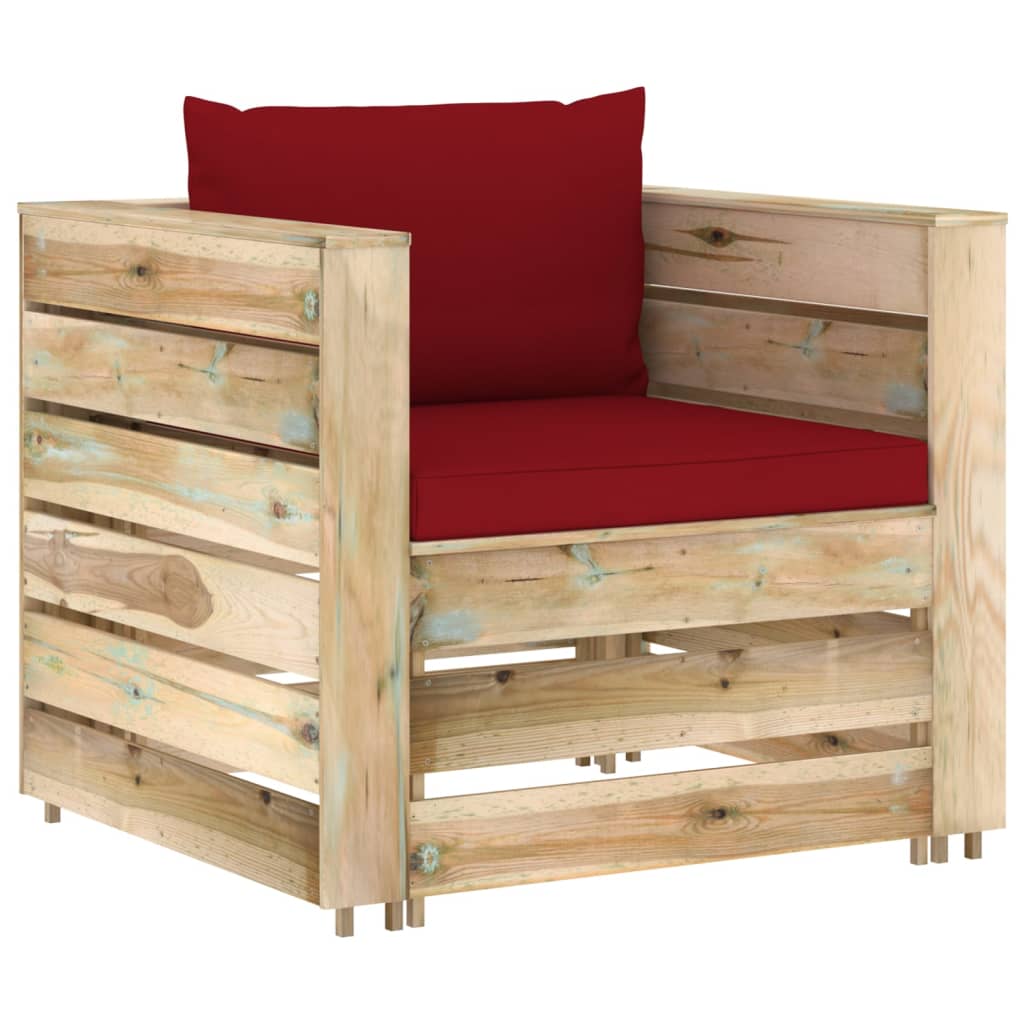 2-delige Loungeset met kussens groen geïmpregneerd hout is nu te koop bij PeponiXL, paradijselijk wonen!