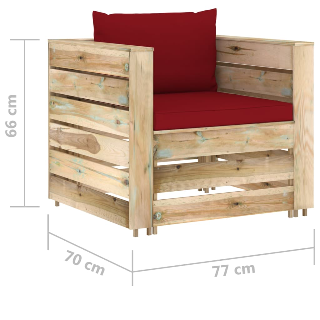 2-delige Loungeset met kussens groen geïmpregneerd hout is nu te koop bij PeponiXL, paradijselijk wonen!