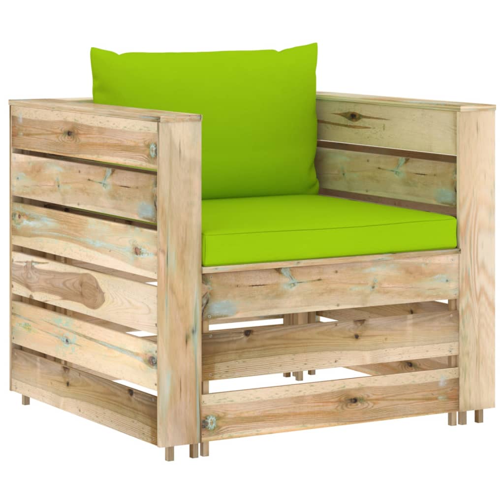 2-delige Loungeset met kussens groen geïmpregneerd hout is nu te koop bij PeponiXL, paradijselijk wonen!