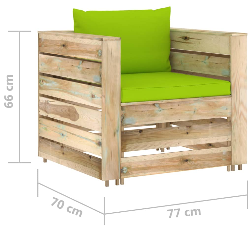 2-delige Loungeset met kussens groen geïmpregneerd hout is nu te koop bij PeponiXL, paradijselijk wonen!