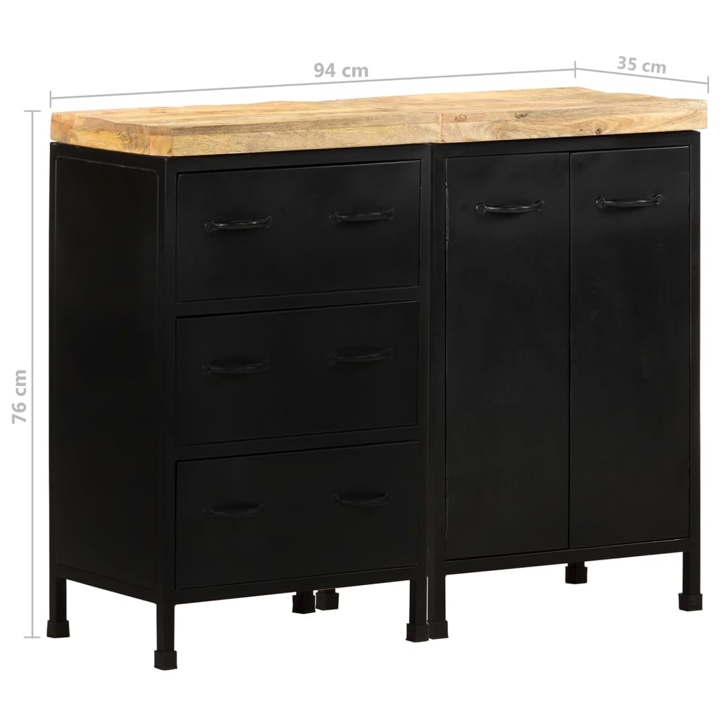 Dressoir met 3 lades en 2 deuren ruw mangohout is nu te koop bij PeponiXL, paradijselijk wonen!
