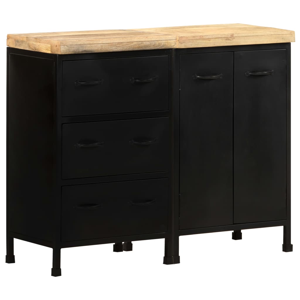 Dressoir met 3 lades en 2 deuren ruw mangohout is nu te koop bij PeponiXL, paradijselijk wonen!