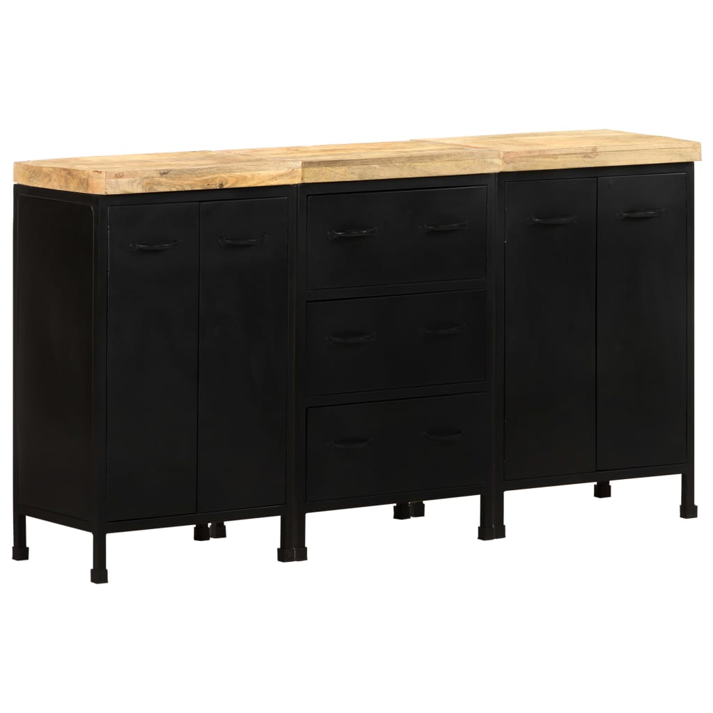 Dressoir met 3 lades en 4 deuren ruw mangohout is nu te koop bij PeponiXL, paradijselijk wonen!