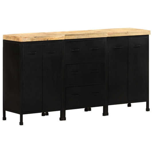Dressoir met 3 lades en 4 deuren ruw mangohout is nu te koop bij PeponiXL, paradijselijk wonen!