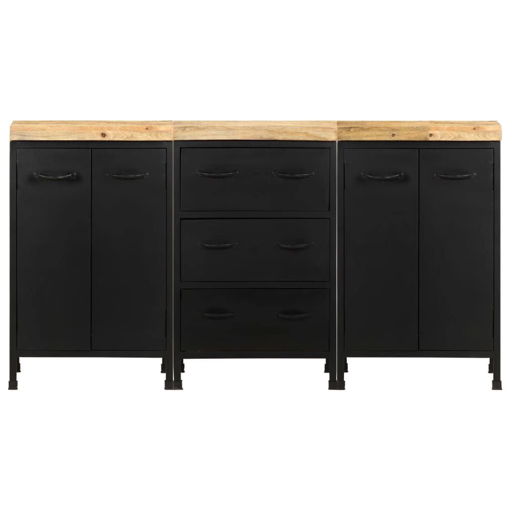 Dressoir met 3 lades en 4 deuren ruw mangohout is nu te koop bij PeponiXL, paradijselijk wonen!