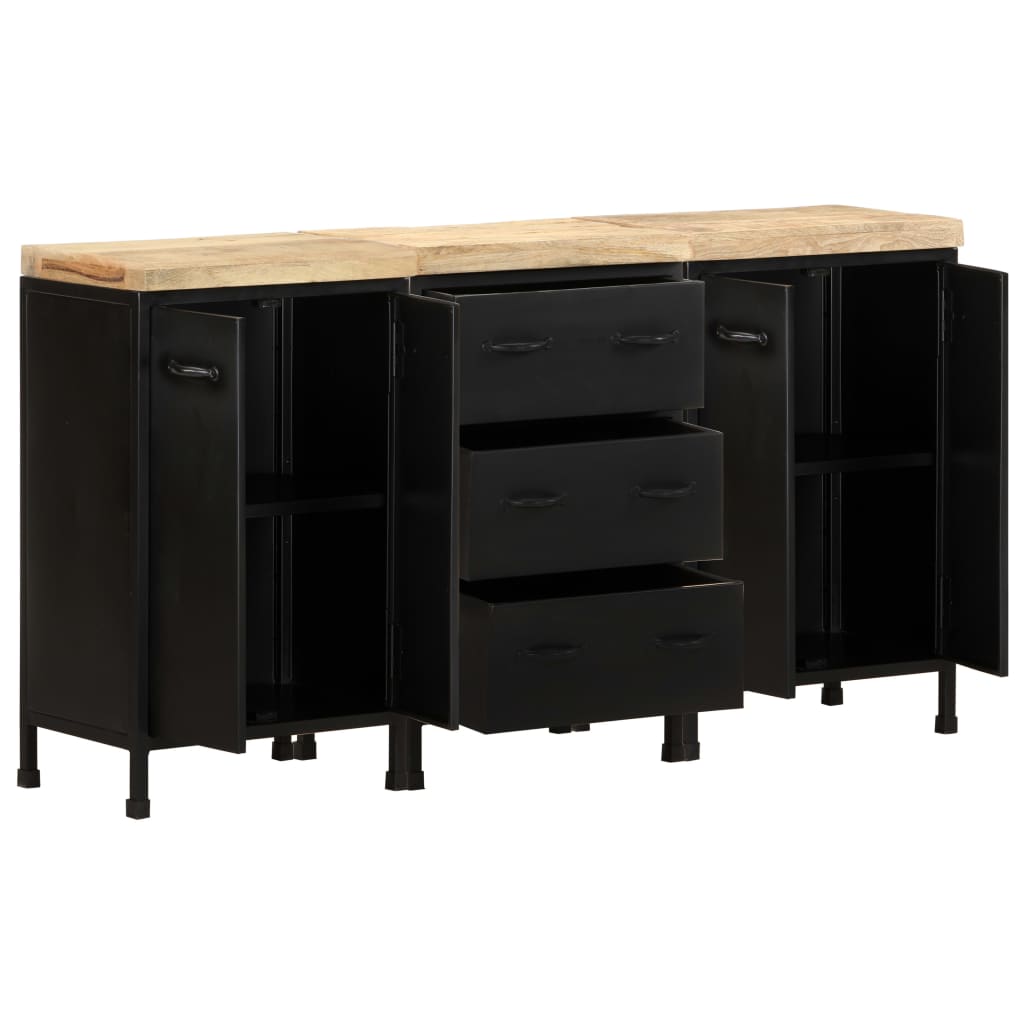 Dressoir met 3 lades en 4 deuren ruw mangohout is nu te koop bij PeponiXL, paradijselijk wonen!