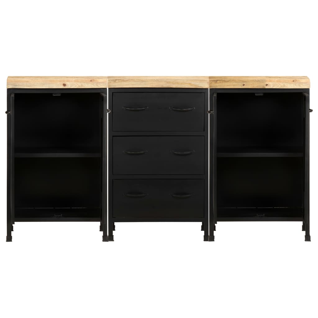 Dressoir met 3 lades en 4 deuren ruw mangohout is nu te koop bij PeponiXL, paradijselijk wonen!
