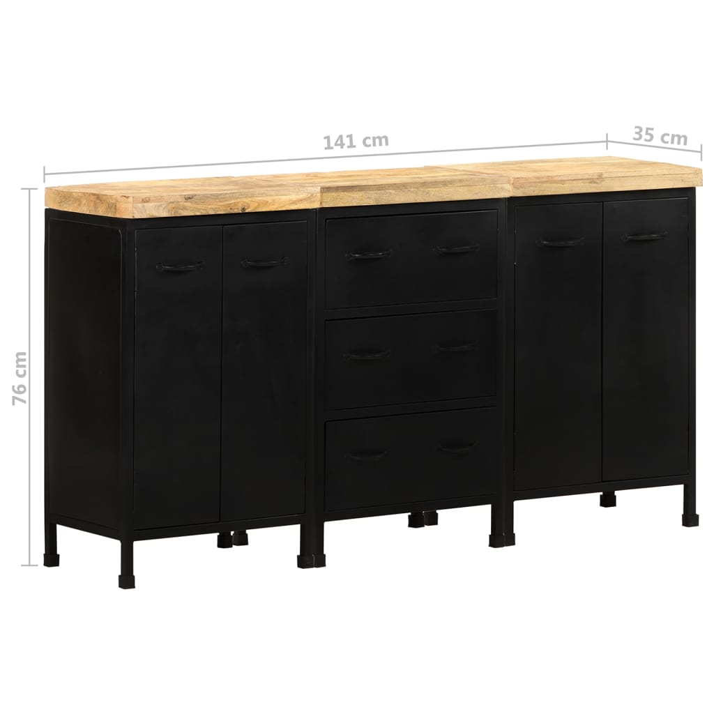 Dressoir met 3 lades en 4 deuren ruw mangohout is nu te koop bij PeponiXL, paradijselijk wonen!