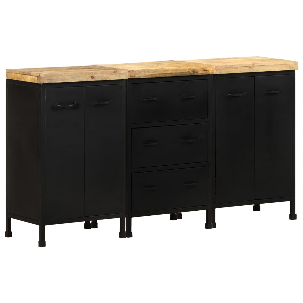 Dressoir met 3 lades en 4 deuren ruw mangohout is nu te koop bij PeponiXL, paradijselijk wonen!