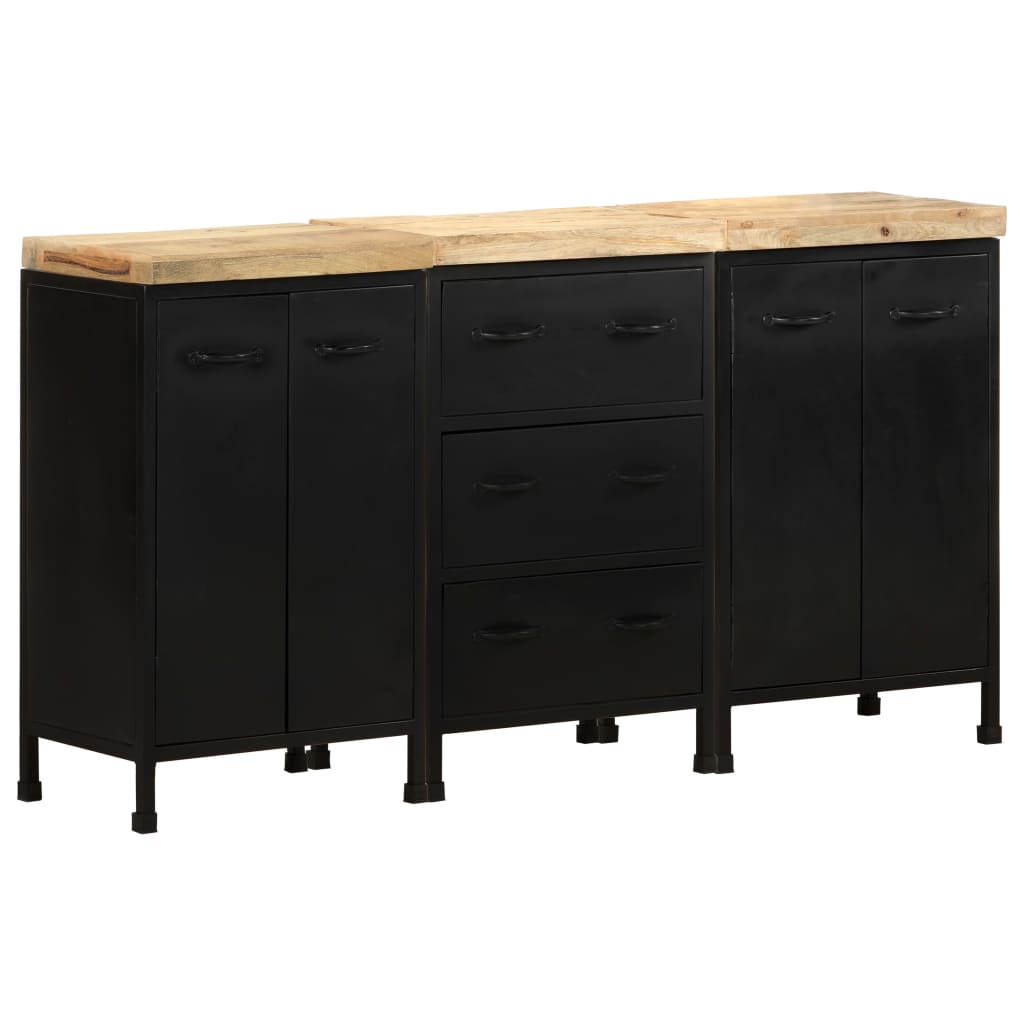 Dressoir met 3 lades en 4 deuren ruw mangohout is nu te koop bij PeponiXL, paradijselijk wonen!
