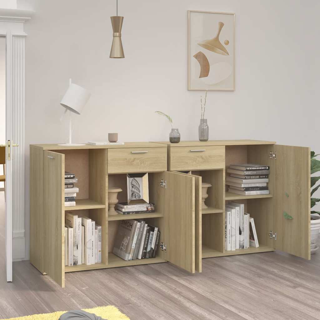 Dressoir 160x36x75 cm bewerkt hout sonoma eikenkleurig is nu te koop bij PeponiXL, paradijselijk wonen!