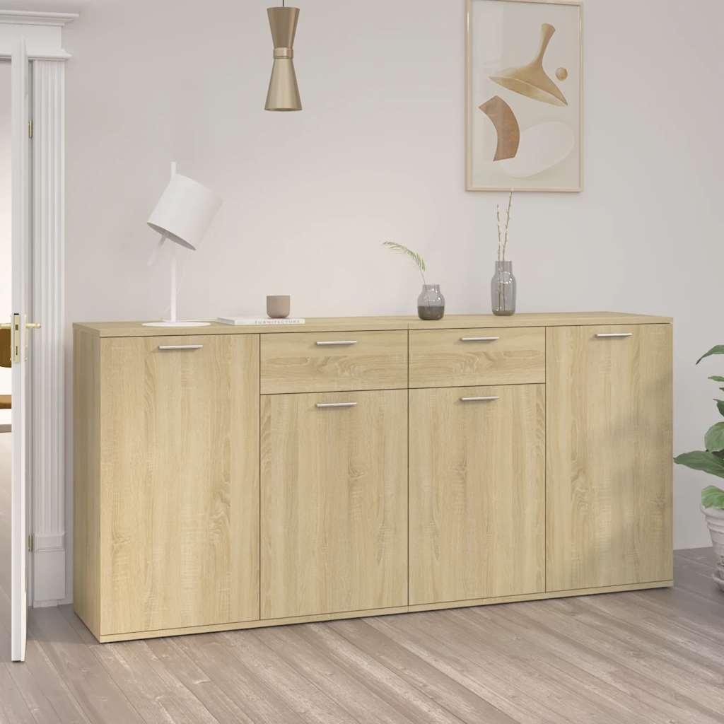 Dressoir 160x36x75 cm bewerkt hout sonoma eikenkleurig is nu te koop bij PeponiXL, paradijselijk wonen!