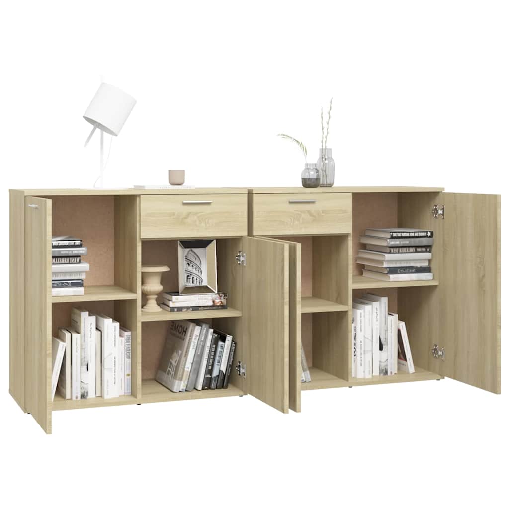 Dressoir 160x36x75 cm bewerkt hout sonoma eikenkleurig is nu te koop bij PeponiXL, paradijselijk wonen!