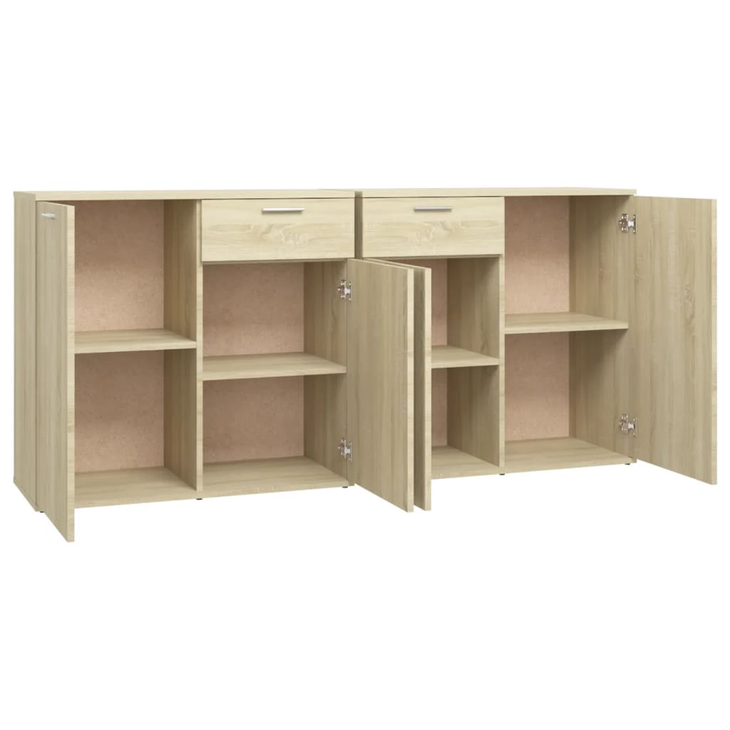 Dressoir 160x36x75 cm bewerkt hout sonoma eikenkleurig is nu te koop bij PeponiXL, paradijselijk wonen!