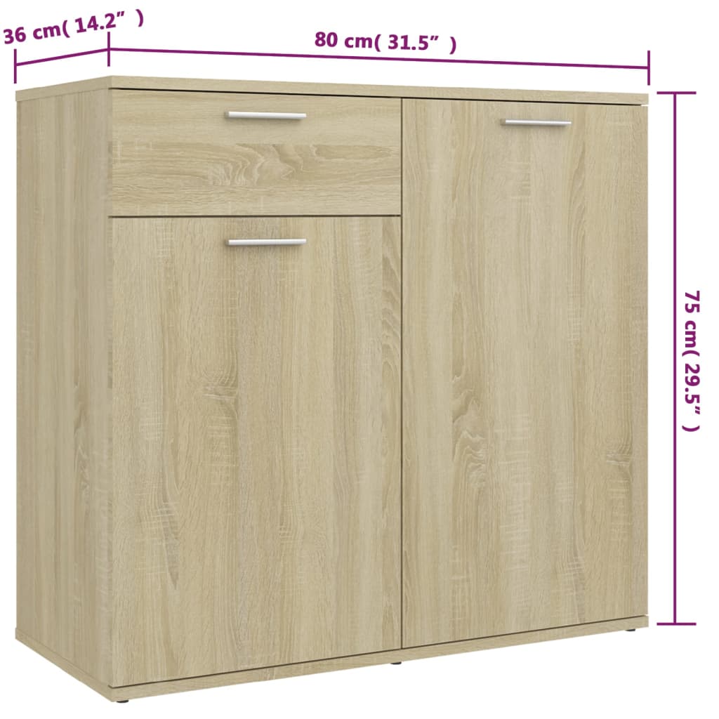 Dressoir 160x36x75 cm bewerkt hout sonoma eikenkleurig is nu te koop bij PeponiXL, paradijselijk wonen!