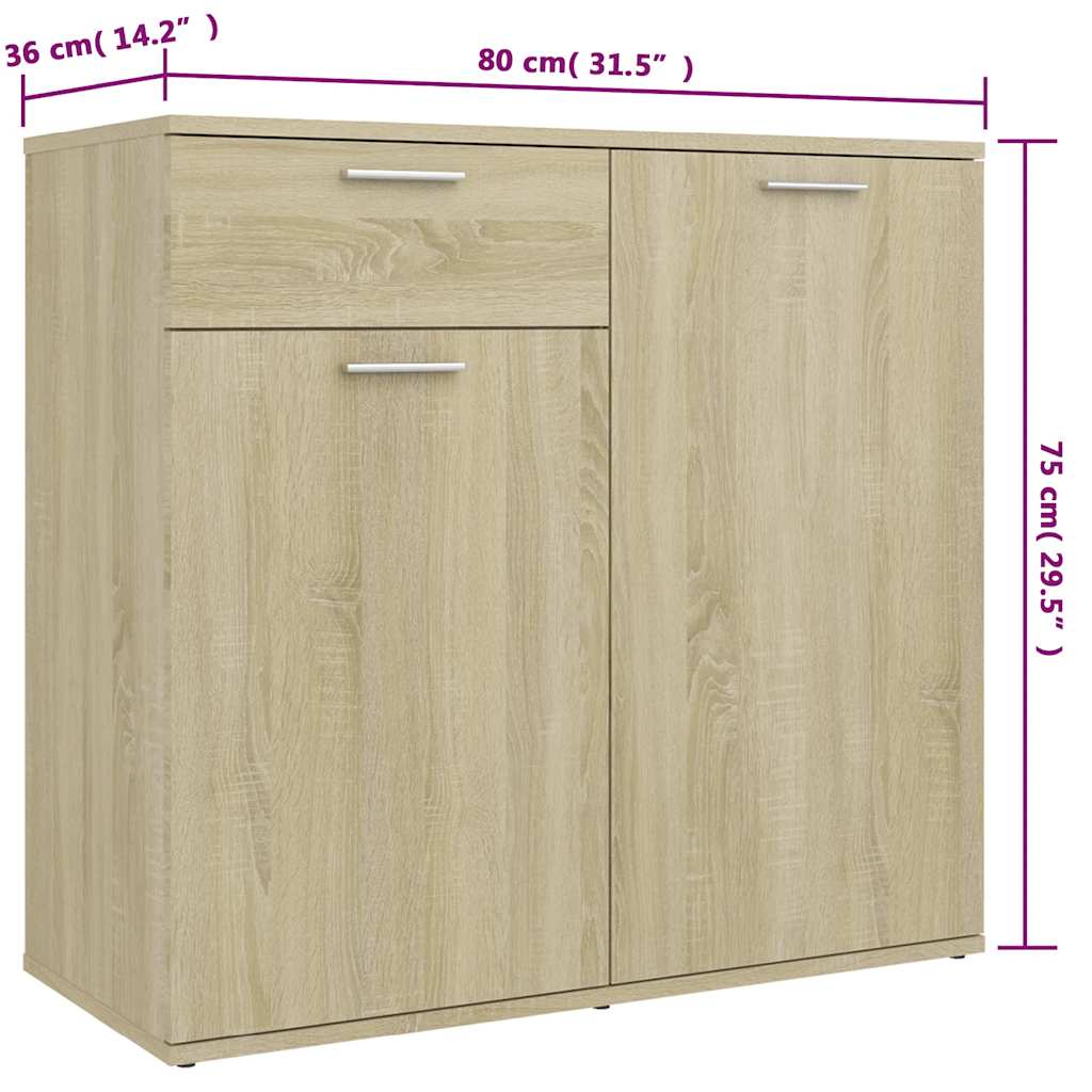 Dressoir 160x36x75 cm bewerkt hout sonoma eikenkleurig is nu te koop bij PeponiXL, paradijselijk wonen!