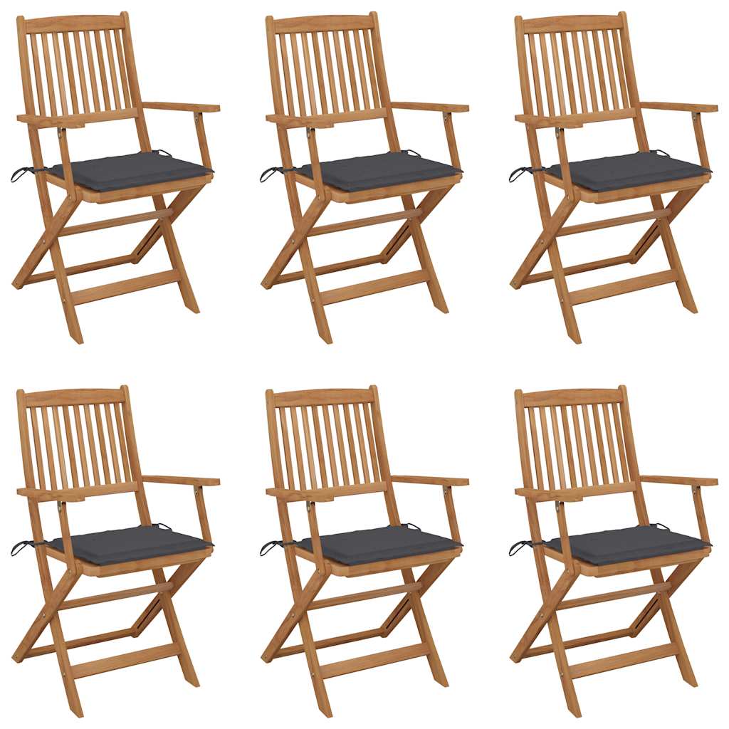 Tuinstoelen 6 st inklapbaar met kussens massief acaciahout is nu te koop bij PeponiXL, paradijselijk wonen!