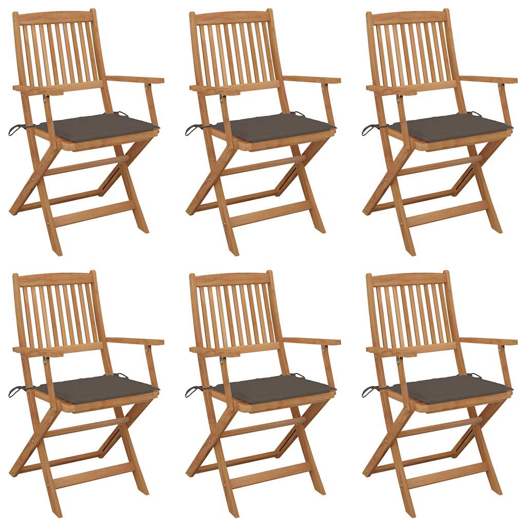 Tuinstoelen 6 st inklapbaar met kussens massief acaciahout is nu te koop bij PeponiXL, paradijselijk wonen!
