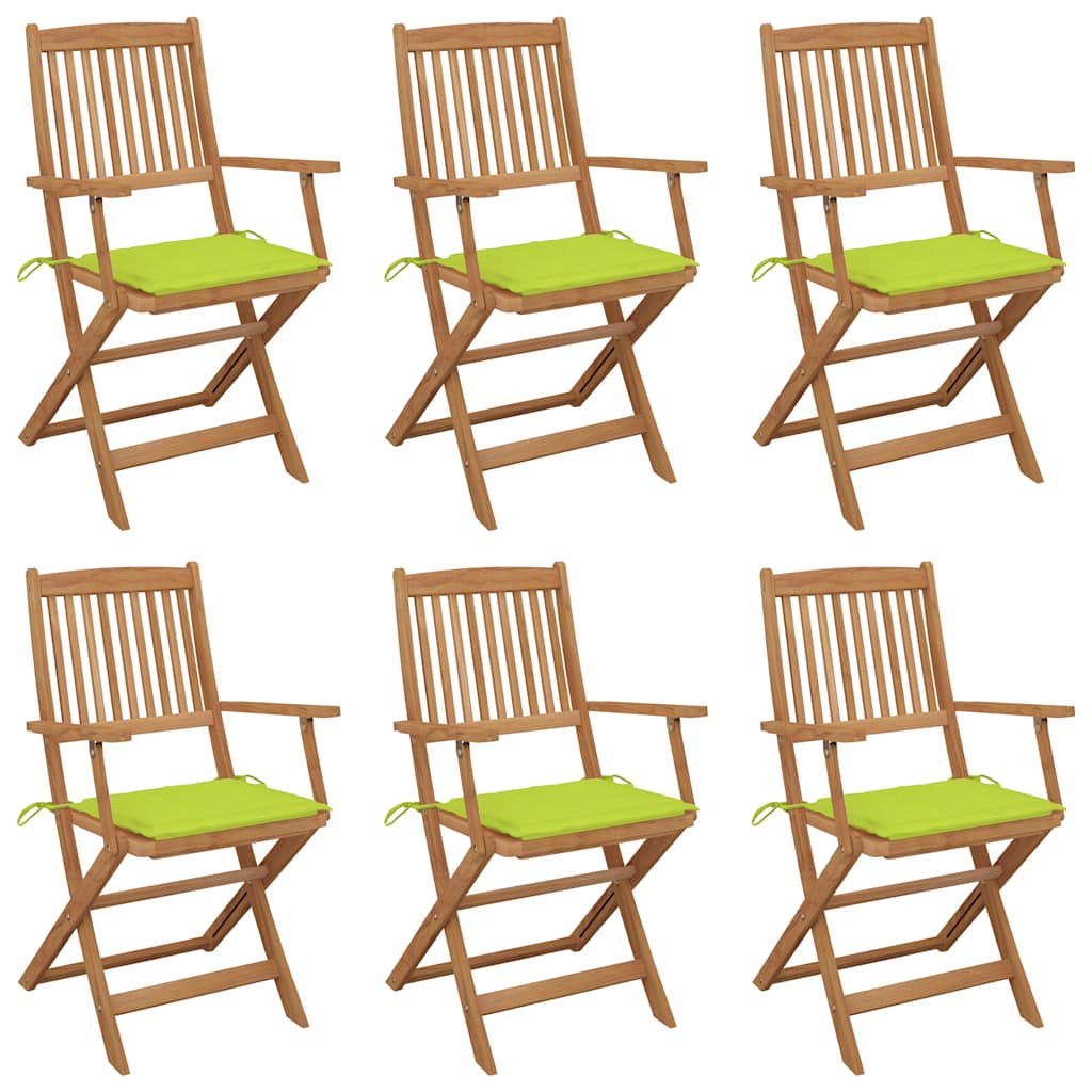 Tuinstoelen 6 st inklapbaar met kussens massief acaciahout is nu te koop bij PeponiXL, paradijselijk wonen!