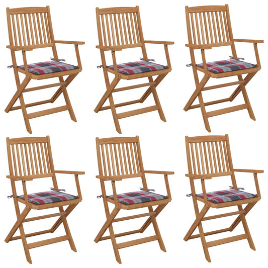 Tuinstoelen 6 st inklapbaar met kussens massief acaciahout is nu te koop bij PeponiXL, paradijselijk wonen!