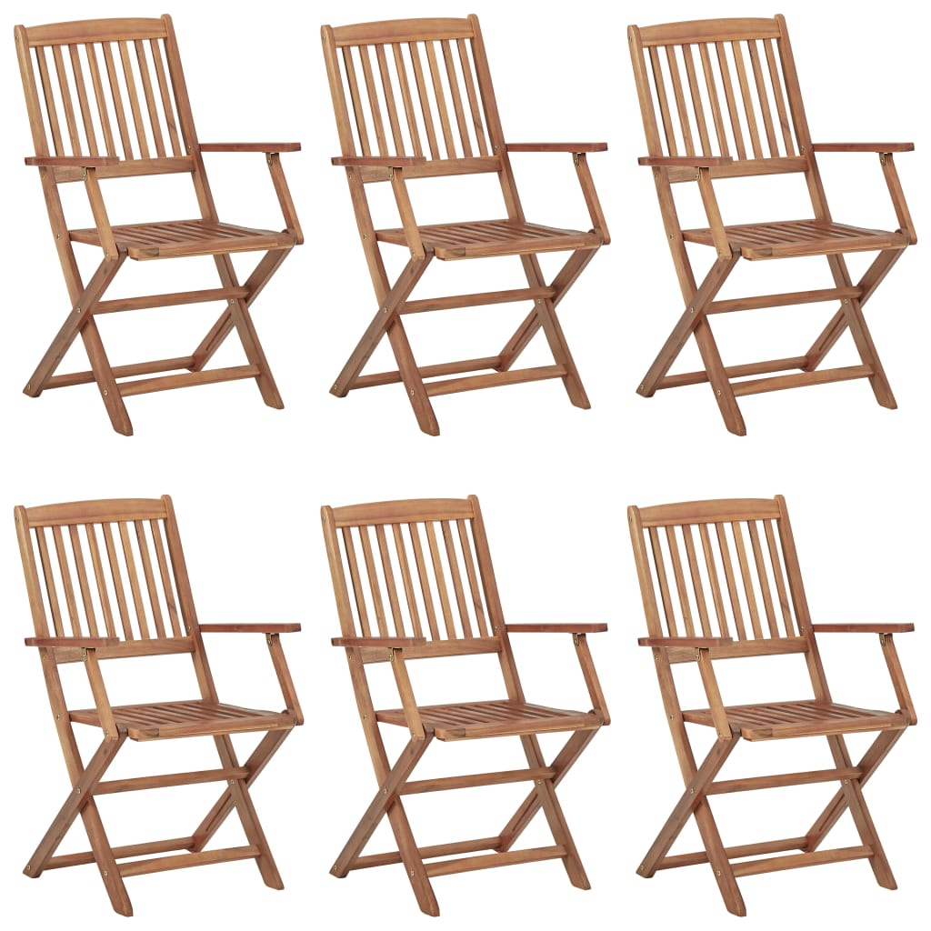 Tuinstoelen 6 st inklapbaar met kussens massief acaciahout is nu te koop bij PeponiXL, paradijselijk wonen!